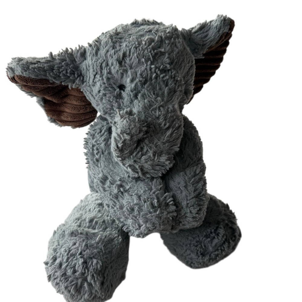 Lambs & Ivy Gray Plush Elephant Stuffed Animal Soft Shaggy Faux Fur 15 Inch